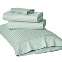 Queen Granite Green Kathy Ireland 500 Thread Count Damask Stripe Sheet Set with Optifit