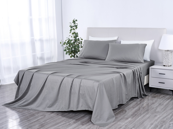 Kathy Ireland 500 Thread Count Damask Stripe Sheet Set with Optifit