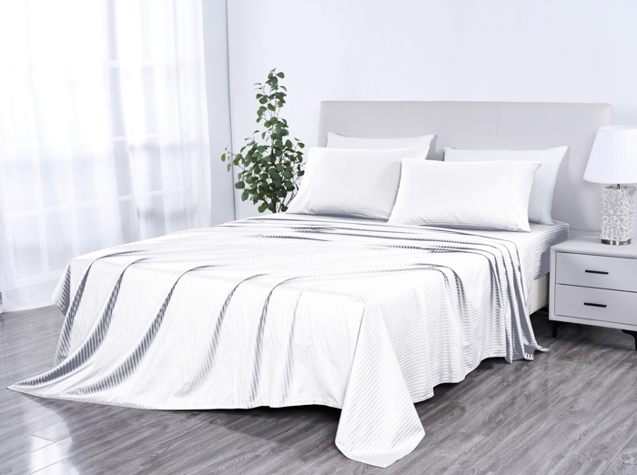 Kathy Ireland 500 Thread Count Damask Stripe Sheet Set with Optifit