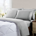 Queen Light Grey Kathy Ireland Cool Max 6 Piece Ultra Soft Sheet Set