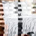 Full/Double White Kathy Ireland 1200tc 6 Piece Cotton Rich Damask Stripe Sheet Set