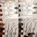 Queen Ivory Kathy Ireland 1200tc 6 Piece Cotton Rich Damask Stripe Sheet Set