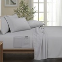 Full/Double Silver Kathy Ireland 6-Piece Smart Sheet Sets w/ Side Pocket
