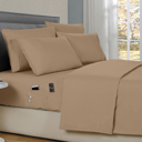 Queen Taupe Kathy Ireland 6-Piece Smart Sheet Sets w/ Side Pocket