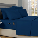 Twin Navy Kathy Ireland 6-Piece Smart Sheet Sets w/ Side Pocket