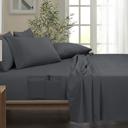 Full/Double Grey Bamboo 6 Piece 1800 Thread Count Smart Pocket Ultra Soft Luxury Sheet Set