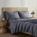 King Dark Grey Kathy Ireland Herringbone Twill 4 Piece Cotton Rich Sheet Set