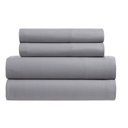Queen Light Grey Kathy Ireland Herringbone Twill 4 Piece Cotton Rich Sheet Set