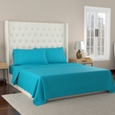 Queen Aqua Kathy Ireland 300 Thread Count Organic Cotton Percale Sheet Set