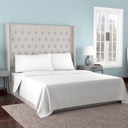 Queen White Kathy Ireland 300 Thread Count Organic Cotton Percale Sheet Set