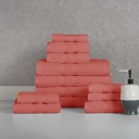 12-piece Solid Coral Bibb Home 12 Piece Egyptian Cotton Towel Set