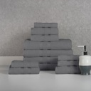 12-piece Solid Grey Bibb Home 12 Piece Egyptian Cotton Towel Set