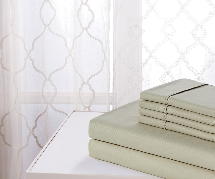 Bamboo 4 Piece Luxury Chevron Embossed Sheet Set