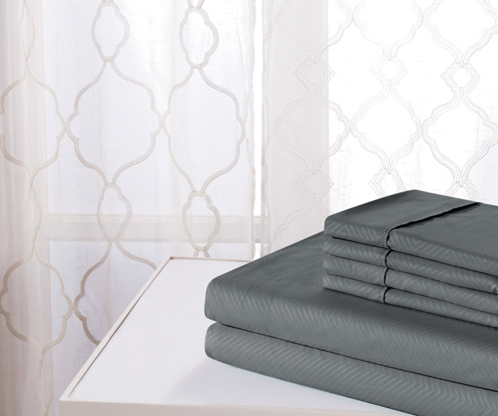 Bamboo 4 Piece Luxury Chevron Embossed Sheet Set