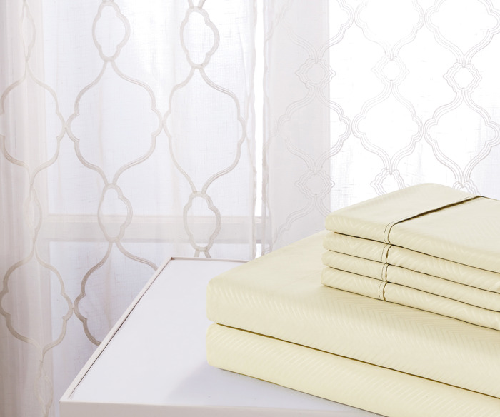 Bamboo 4 Piece Luxury Chevron Embossed Sheet Set