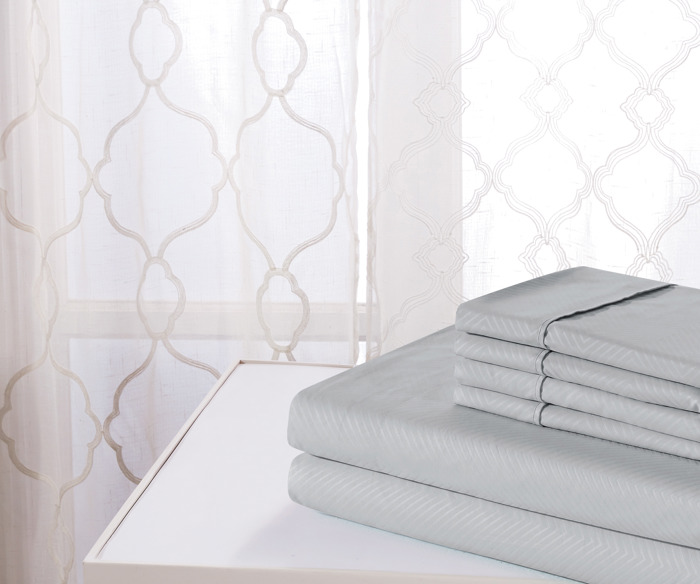 Bamboo 4 Piece Luxury Chevron Embossed Sheet Set