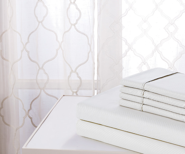 Bamboo 4 Piece Luxury Chevron Embossed Sheet Set