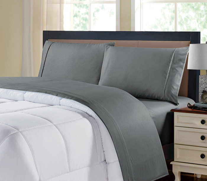 Kathy Ireland Chevron Embossed Microfiber 4 Piece Sheet Set