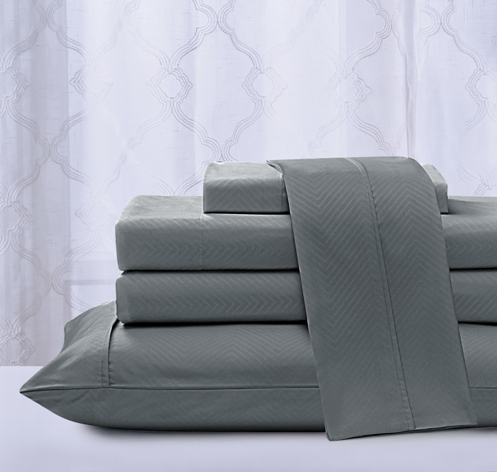 Kathy Ireland Chevron Embossed Microfiber 4 Piece Sheet Set