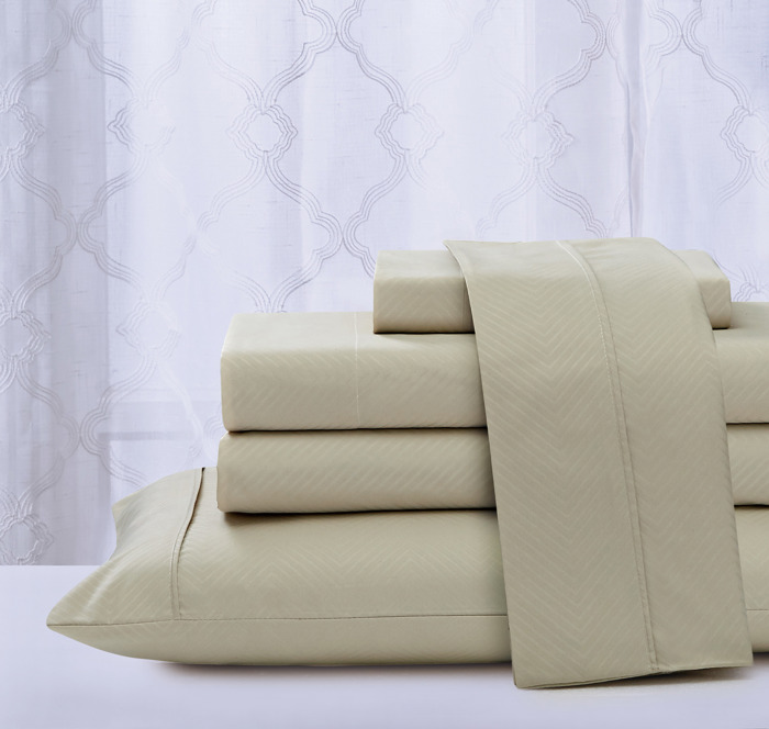 Kathy Ireland Chevron Embossed Microfiber 4 Piece Sheet Set