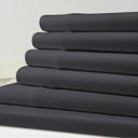 Queen Charcoal Kathy Ireland 1500 Thread Count Bamboo Cotton 6 pc Sheet Set