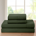 Queen Sage Bamboo 4 Piece 1800 Thread Count luxurious Ultra-soft Waffle Hem Sheet Set