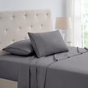 Twin Grey Bamboo 4 Piece 1800 Thread Count luxurious Ultra-soft Waffle Hem Sheet Set