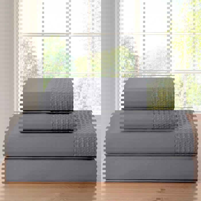 Kathy Ireland 4 Piece Waffle Hem Sheet Set