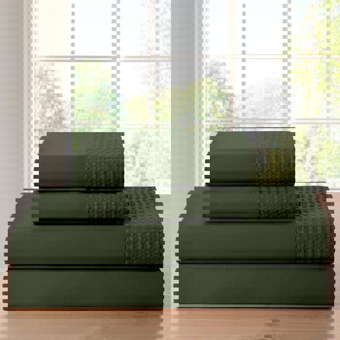 Kathy Ireland 4 Piece Waffle Hem Sheet Set