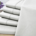 Full/Double White US Army 6 Piece Embossed Check Sheet Set