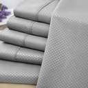 Queen Silver US Army 6 Piece Embossed Check Sheet Set