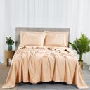 California King Blush Bibb Home 2000 Count 6-Piece Bamboo Sheet Set with Snug Grip