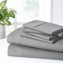 California King Charcoal Grey Bibb Home 2000 Count 6-Piece Bamboo Sheet Set with Snug Grip