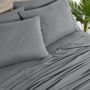 California King Charcoal Grey Bibb Home 2000 Count 6-Piece Bamboo Sheet Set with Snug Grip