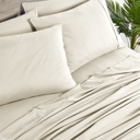 California King Cream Bibb Home 2000 Count 6-Piece Bamboo Sheet Set with Snug Grip