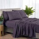 California King Egg Plant Bibb Home 2000 Count 6-Piece Bamboo Sheet Set with Snug Grip