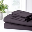 California King Egg Plant Bibb Home 2000 Count 6-Piece Bamboo Sheet Set with Snug Grip