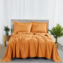 California King Pumpkin Bibb Home 2000 Count 6-Piece Bamboo Sheet Set with Snug Grip