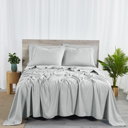 California King Silver Bibb Home 2000 Count 6-Piece Bamboo Sheet Set with Snug Grip