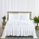 California King White Bibb Home 2000 Count 6-Piece Bamboo Sheet Set with Snug Grip