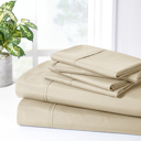 California King Warm Taupe Bibb Home 2000 Count 6-Piece Bamboo Sheet Set with Snug Grip