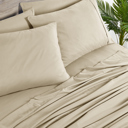 California King Warm Taupe Bibb Home 2000 Count 6-Piece Bamboo Sheet Set with Snug Grip