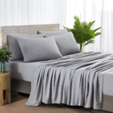 Queen Silver Bamboo 2000 Thread Count 6-Piece Chambray Deep Pocket Sheet Set with Snug Grip