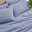 Twin Blue Bamboo 2000 Thread Count 6-Piece Chambray Deep Pocket Sheet Set with Snug Grip