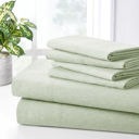 Twin Sage Bamboo 2000 Thread Count 6-Piece Chambray Deep Pocket Sheet Set with Snug Grip