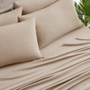 Twin Taupe Bamboo 2000 Thread Count 6-Piece Chambray Deep Pocket Sheet Set with Snug Grip