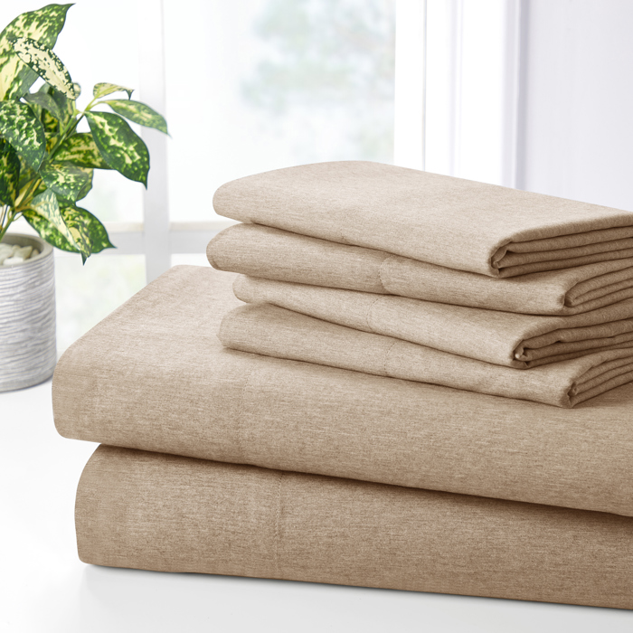 Bamboo 2000 Thread Count 6-Piece Chambray Deep Pocket Sheet Set with Snug Grip