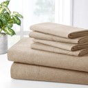 Twin Taupe Bamboo 2000 Thread Count 6-Piece Chambray Deep Pocket Sheet Set with Snug Grip