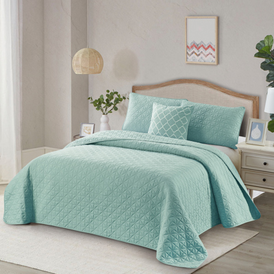 Bibb Home 4 Piece Solid Quilt Set with Cushion