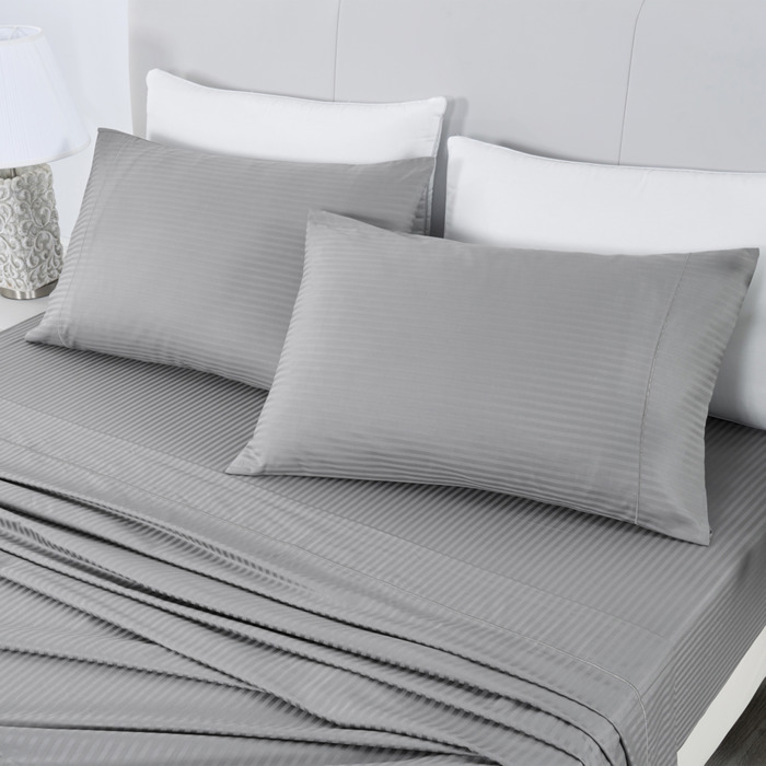 Bibb Home 1000 Thread Count Egyptian Cotton Damask Stripe Sheet Set